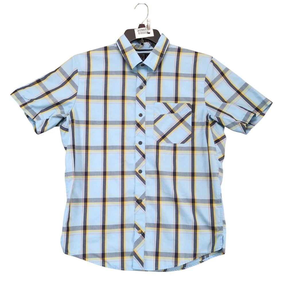 Magpul Industries Lt Blue Plaid Snap‎ Up Shirt Men's M Tactical Casual Short Slv